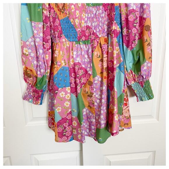 Spell & The Gypsy Collective Freda Lolly Floral Smocked L/S Babydoll Mini Dress - Picture 5 of 13